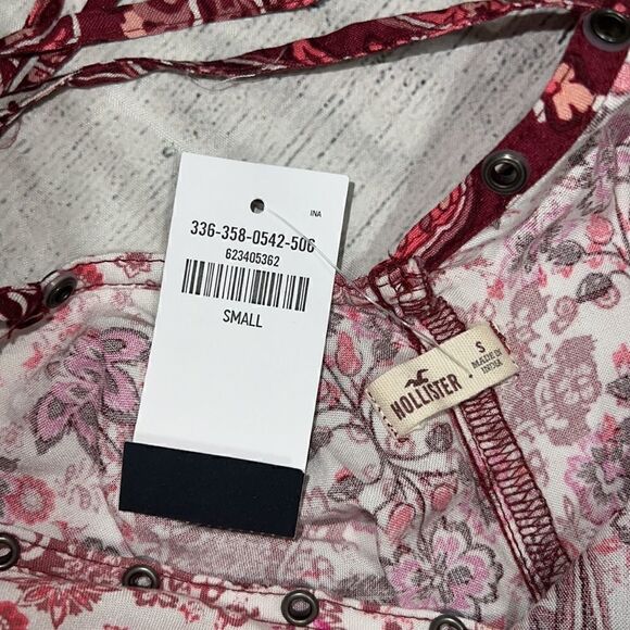 NEW Hollister Boho Peasant Criss-Cross Back Paisley Print Fringe Detail Top sz S - Picture 7 of 8